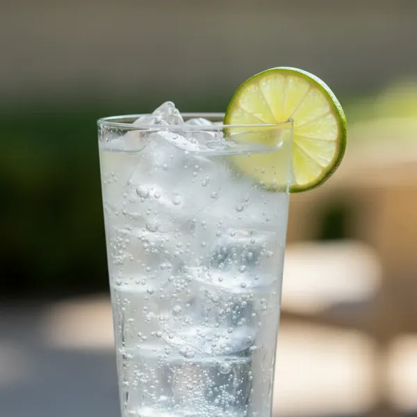 A refreshing Gin and Tonic in a highball glass, garnished with lime, symbolizing its perfect pairing.