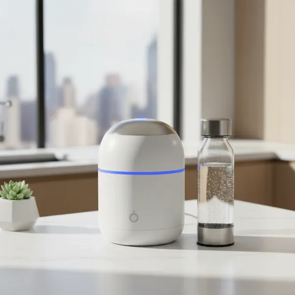 The Obulb compact soda maker with its elegant design on a modern kitchen counter.