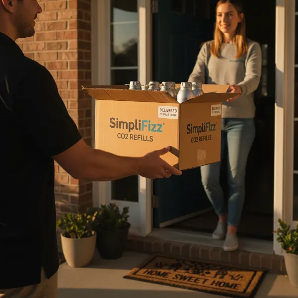 A package being delivered for a CO2 cylinder exchange service